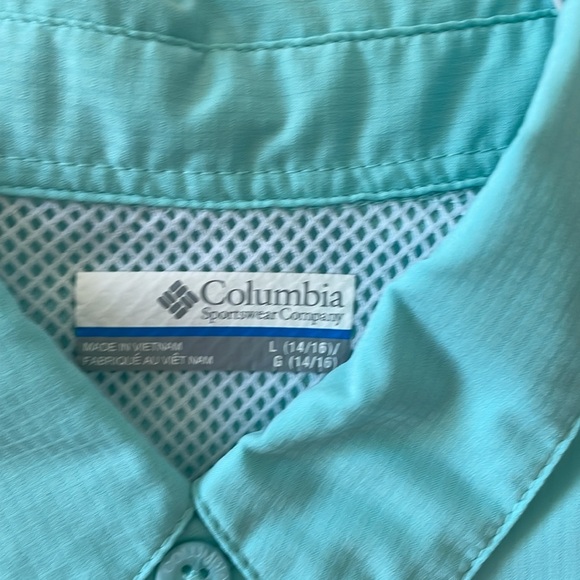 Teal Columbia PFG shirt, boys, size Large, 14-16 - Picture 2 of 3